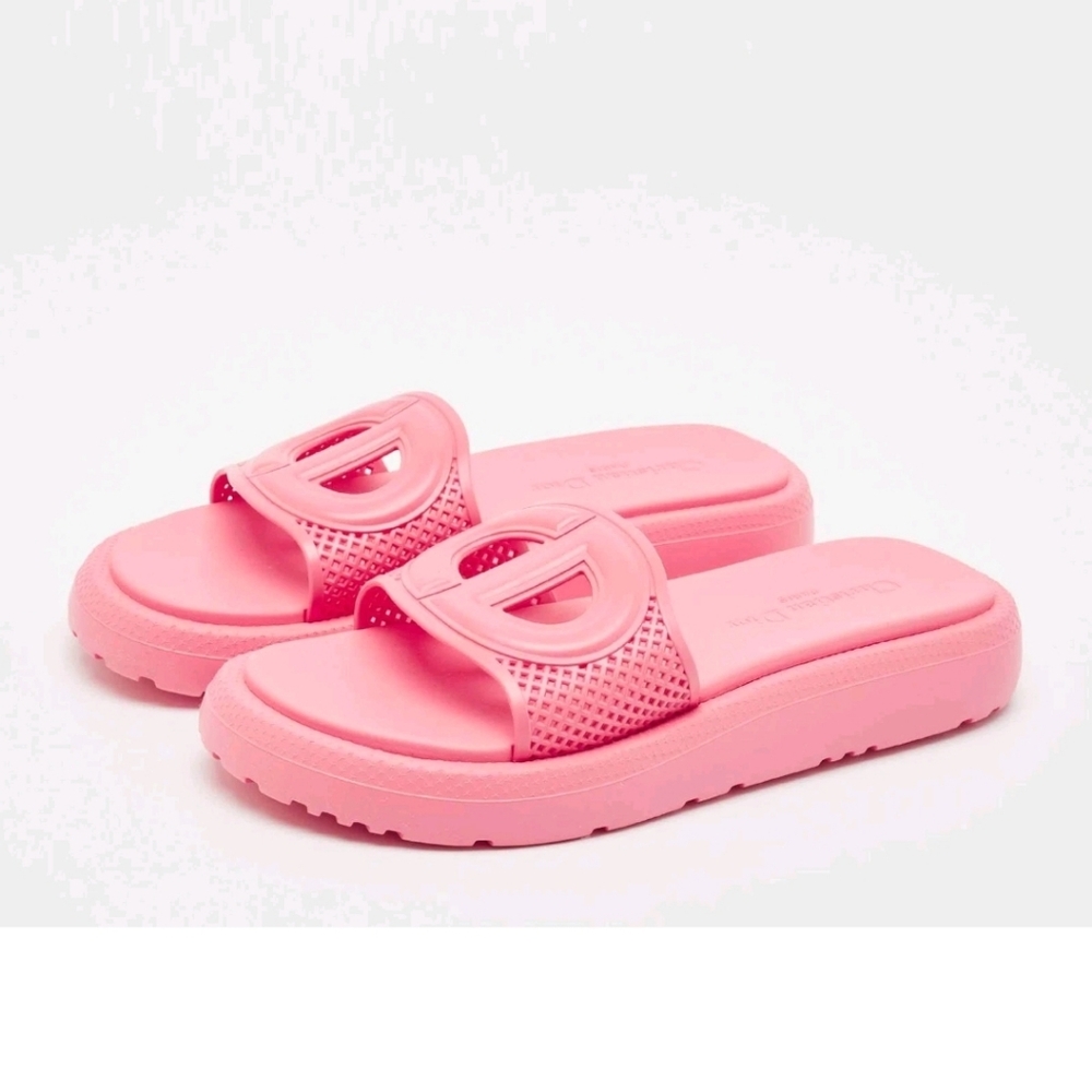 $720 Dior AUTHENTIC Rubber Dioriviera DClub Slide Sandals Pink  EU 38 US 8 BNIB